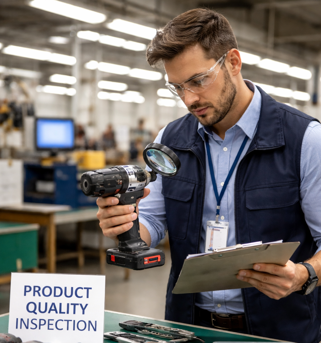 Engineer inspecting product in factory